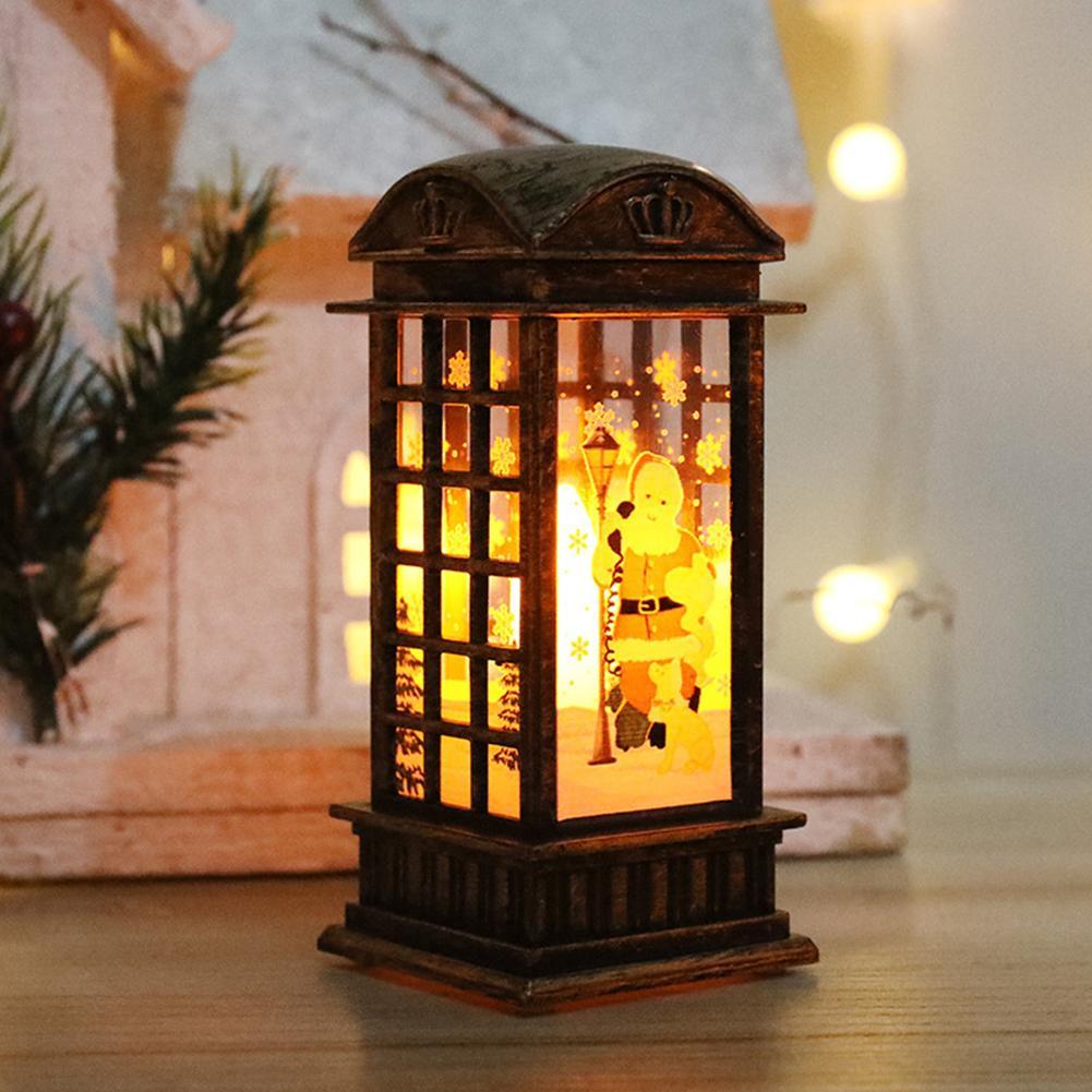 Christmas Ornament LED Light Santa Table Lamp Lantern Xmas Gift Up Decor Vintage
