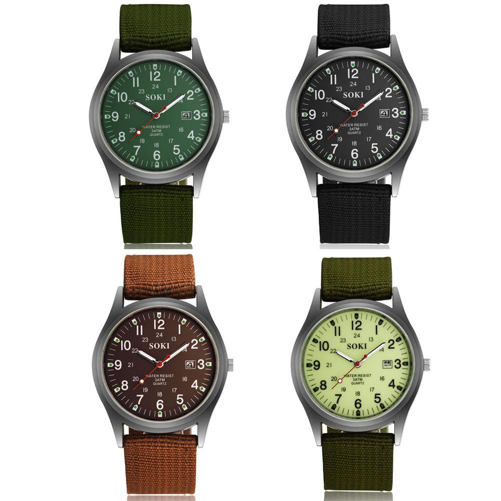 thumbnail image 4 of Wartleves Reloj de pulsera analógico de cuarzo con correa de lona y fecha para hombre del ejército militar, regalo deportivo, oferta en EE. UU., 4 of 7