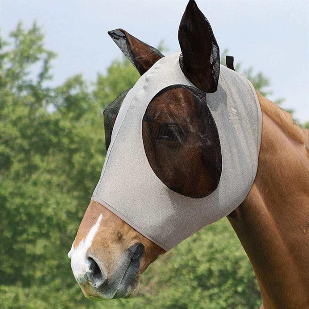 Pferd Anti Fliegenmaske Kapuze Vollgesichtsnetz Schutz Anti-UV-Abwehr Mücke