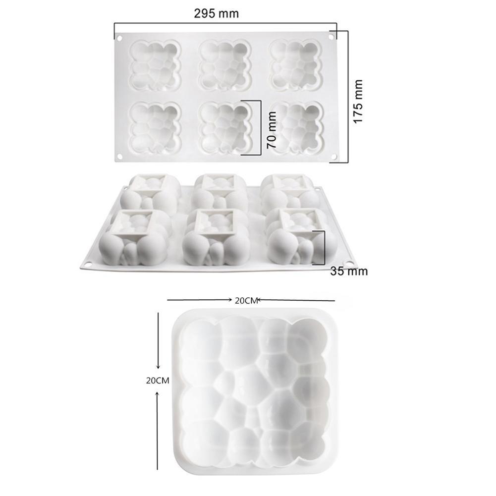 Cloud Cake Mold Food Grade Silicone 6 Cavities Square x Bubble Moulds 1 Z4Q6