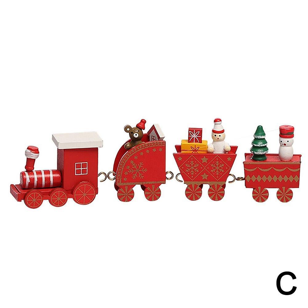 Christmas Wooden Train Festive Ornament Santa Claus Snowman Xmas Decor ...