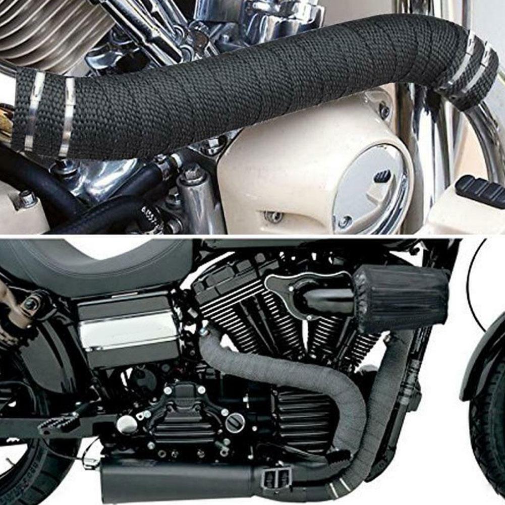 Black Motorcycle Black Exhaust Header Pipe Tape Fiberglass Heat Wrap
