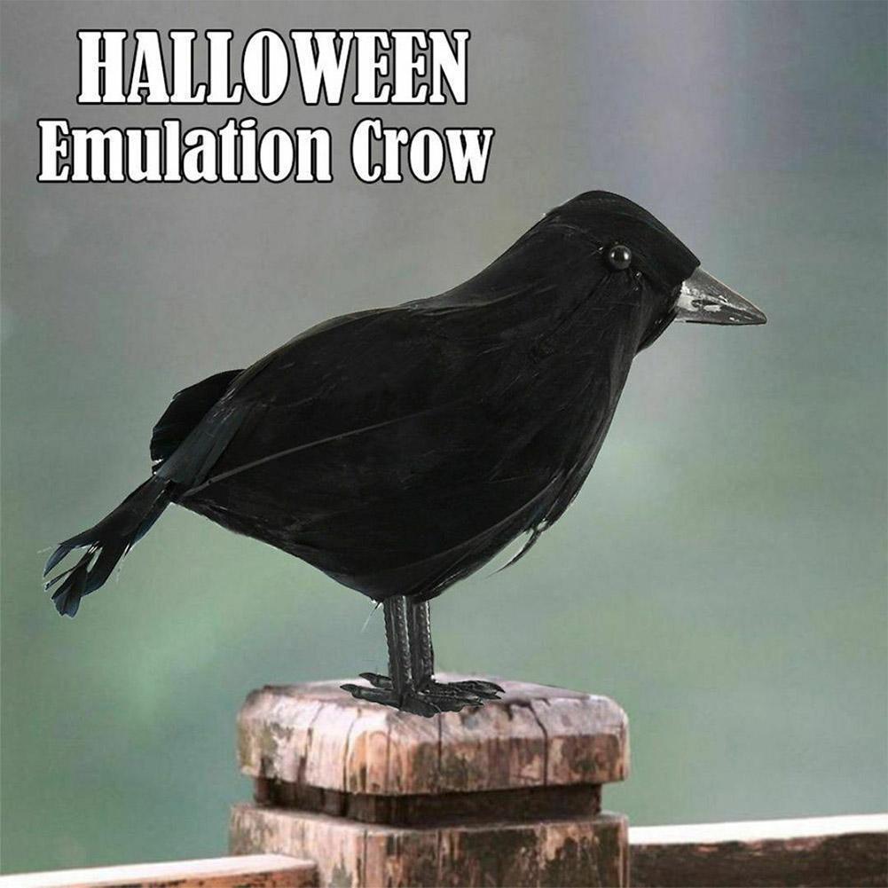 จำลองสีดำ Crow สัตว์สีดำตุ๊กตาอีกาจำลองของเล่นโมเดลอุปกรณ์ตกแต่งเพื่อการแสดง P9B9
