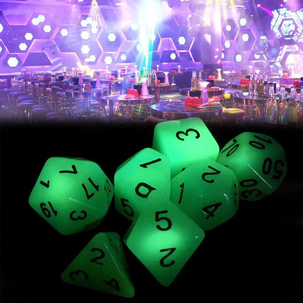 7 Pcs Luminous Polyhedral Dice Set For Dungeons & Dragons Table Game DND E0X0 