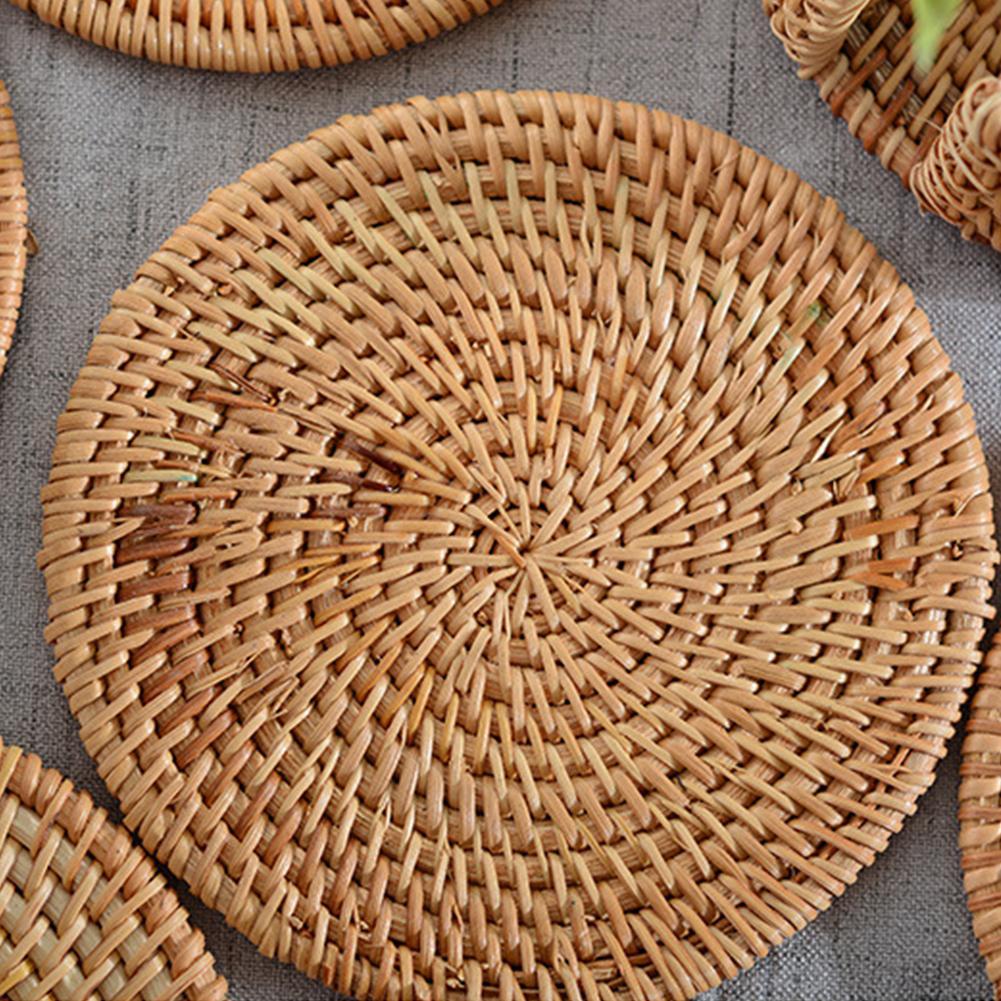 Rattan Coaster Drink Hot Pan Pot Set Mat Woven Natural Bowl Handmade Kitchen x 1