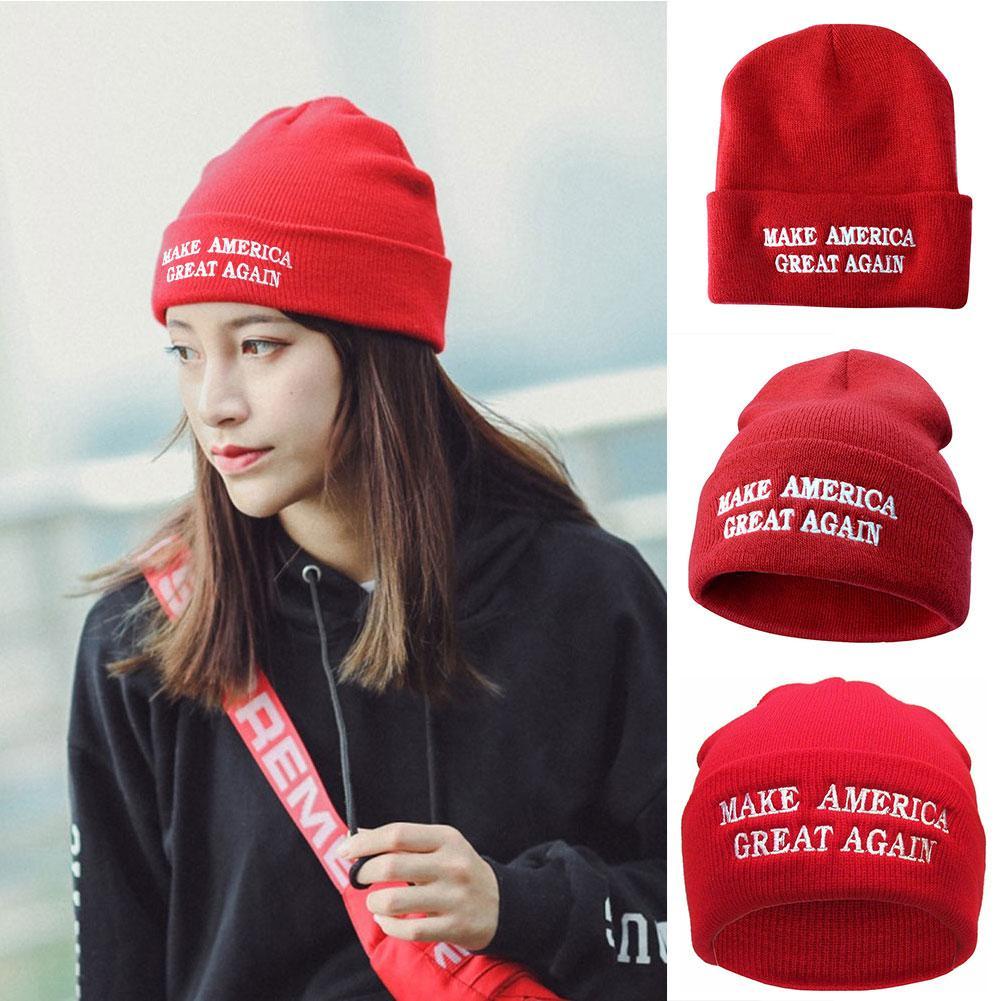 US President Election Make America Great Again Knit Red Hat MAGA Beanie Warm Cap