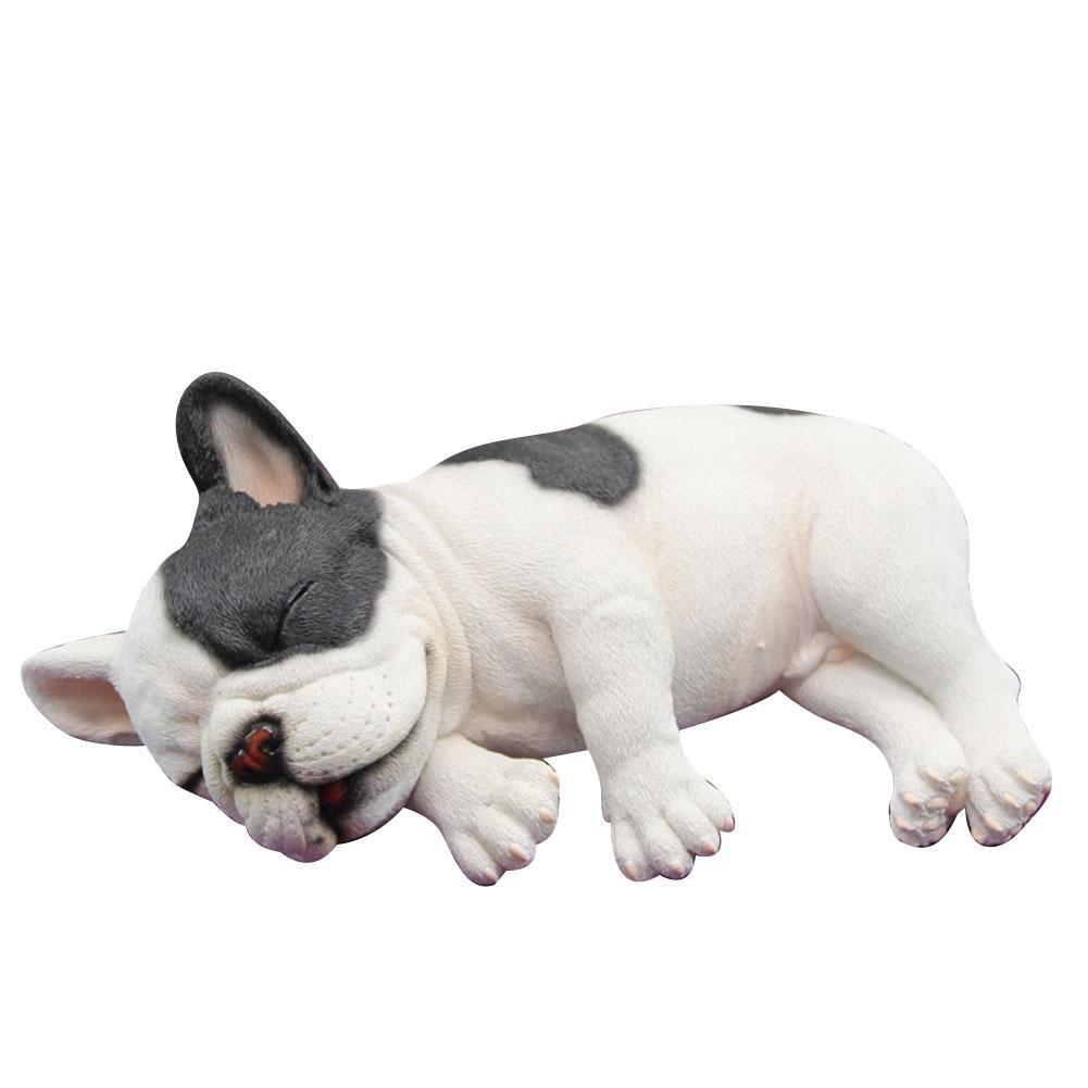Lie Sleep French Bulldog Puppy Life Like Statue Figurines J3B0