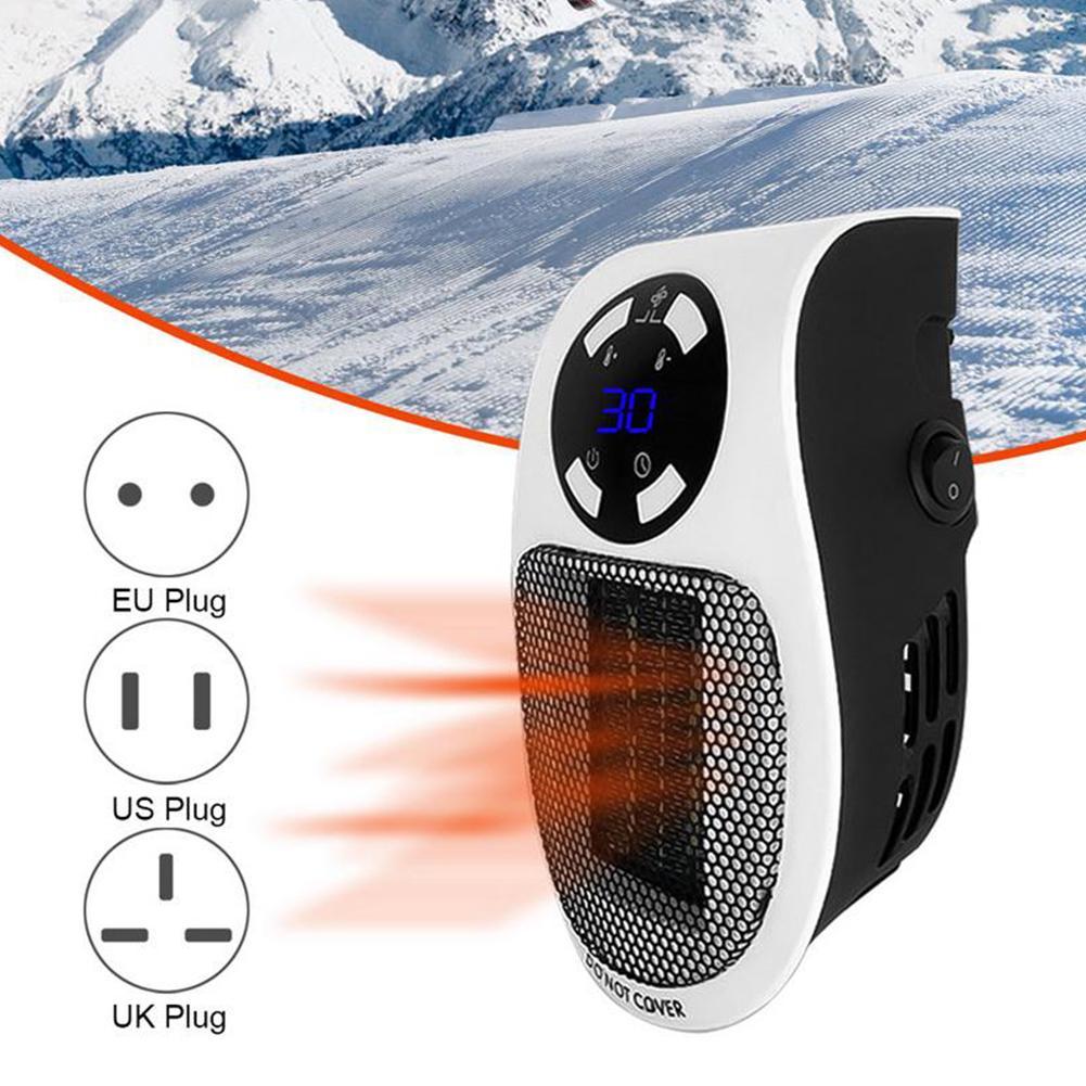 Plug In Electric Heater 500W Mini Space Fan Heater Timer & Speed