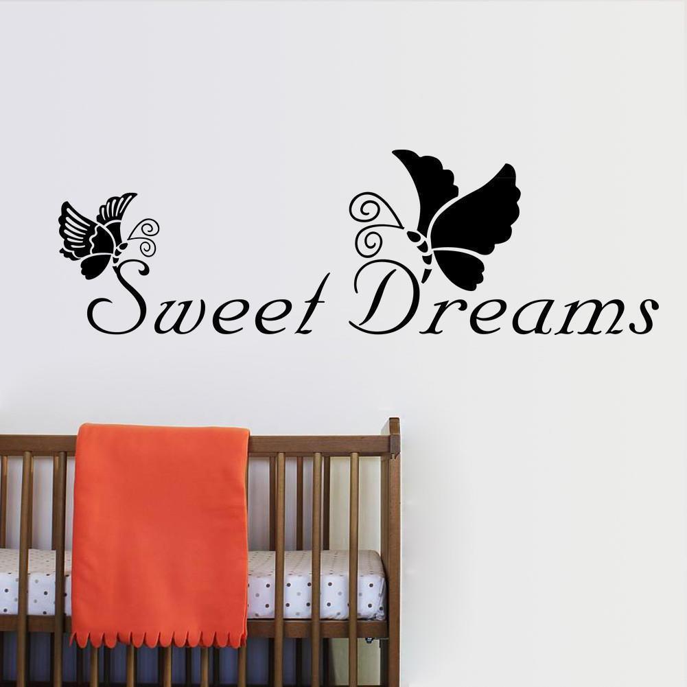 Sweet Dreams Butterfly Love Quote Wall Stickers Bedroom Decals Art Decor P5Q2