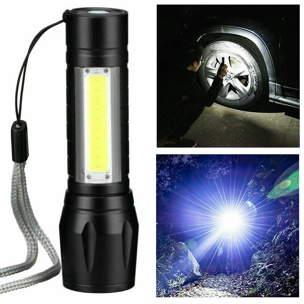 Outdoor LED Torch USB Rechargeable Flashlight Police Tactical Zoom Camping-Lamp