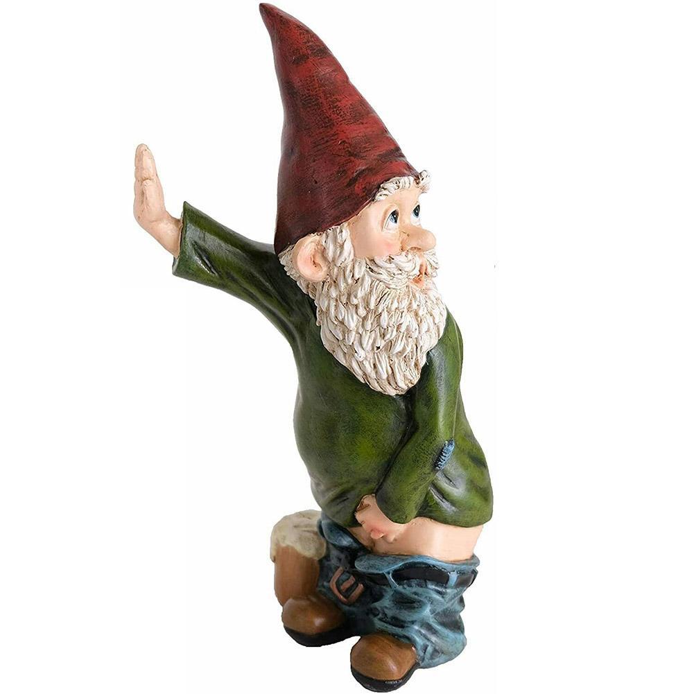 Peeing Gnome Polyresin Naughty Garden Flashing Gnome For Lawn