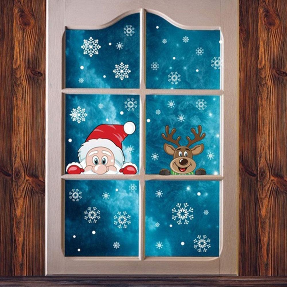 Snowflake Santa Christmas Colorful Static Glass Sticker Window Home ...