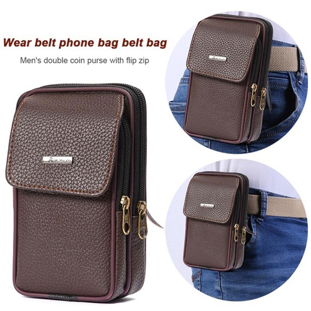 thumbnail image 4 of Ruifaya Bolso de cintura pequeño de moda Bolso de cuero de PU para teléfono Estuche con clip G9Y7 Cinturón, 4 of 7