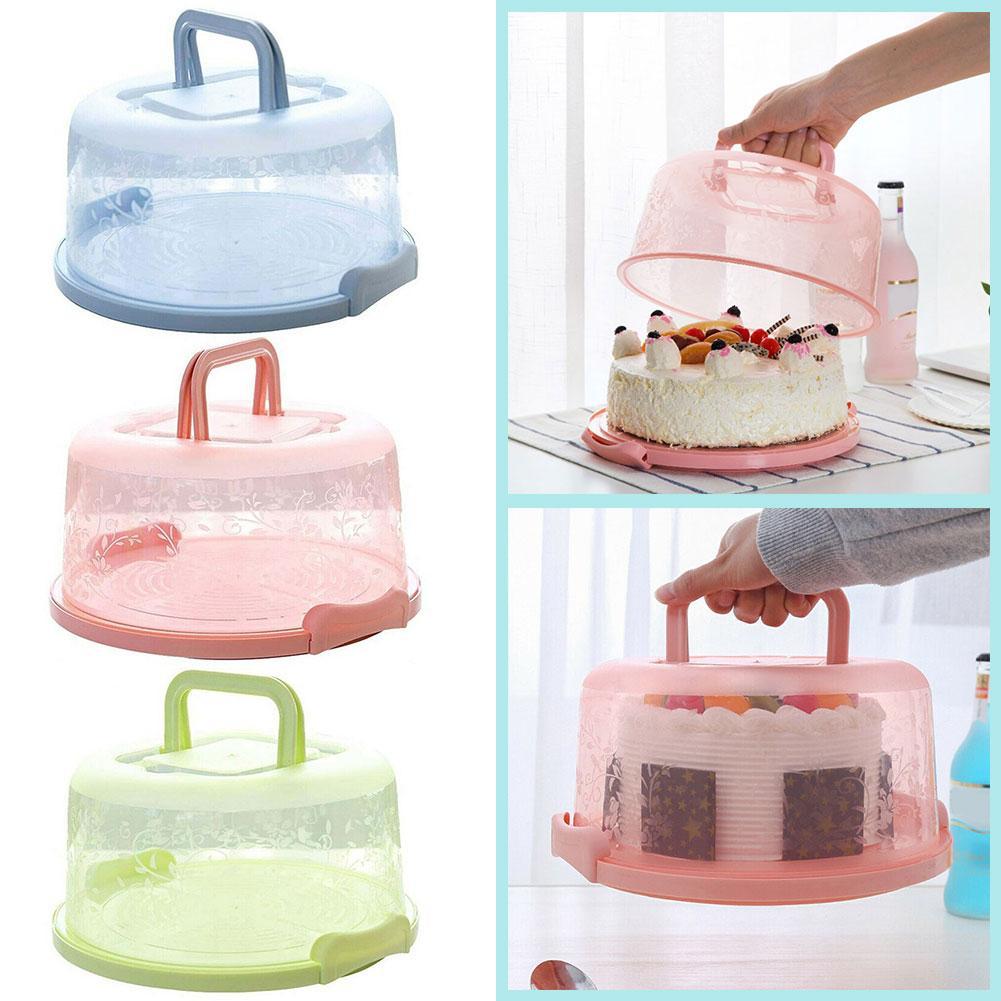 Portable Round Cake Storage Box Handheld Birthday Bar Cake Container 