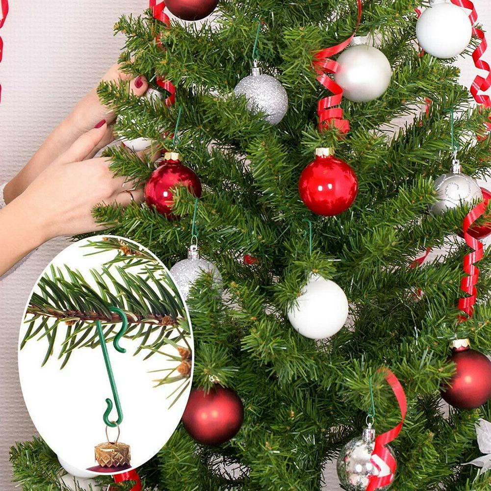 50 Pcs Christmas Tree Hooks Bauble Ornament Hangers Hanging Decoration Wires UK 