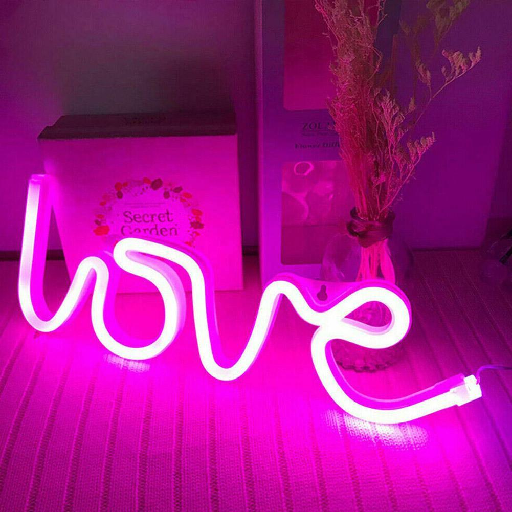 LED LOVE Night Light Shape USB Battery Wall Decor Home Party Room Stage ...