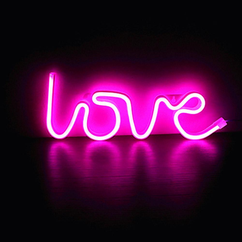 LED LOVE Night Light Shape USB Battery Wall Decor Home Party Room Stage ...