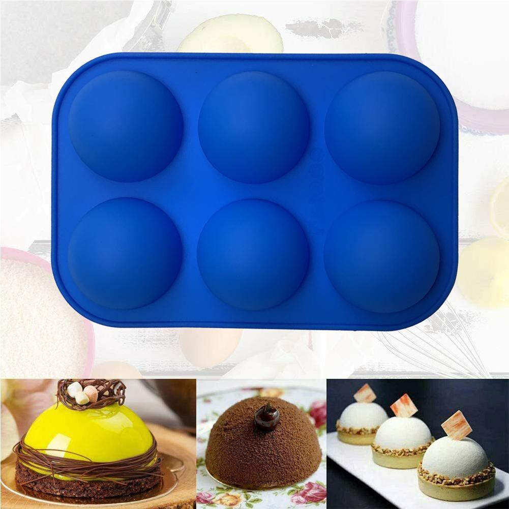 6 Cavity 3D Half Ball Sphere Cake Silicone Mold Muffin Chocolate Baking Mould US