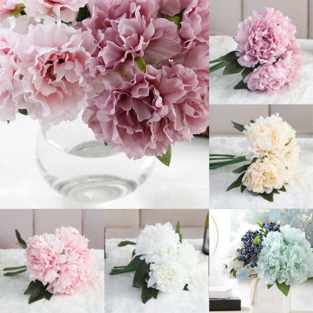 Large pink White Peony Artificial Flower Heads Silk Rose Home DIY Decor NEW P1X5