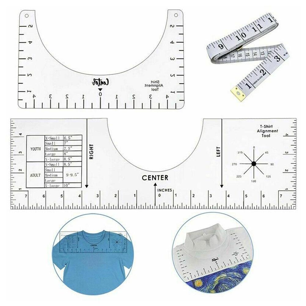 10inch DIY Crafts Fabric Centering Tool Sewing Accessories T-Shirt Alignment Vinyl Rulers Sewing Ruler T-Shirt Guide Ruler