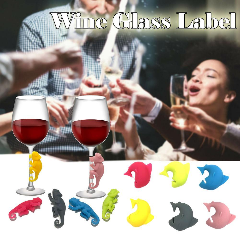 8pcs Silicone Suction Cup Wine Glass Label Recognizer Marker Bar Party Supplies