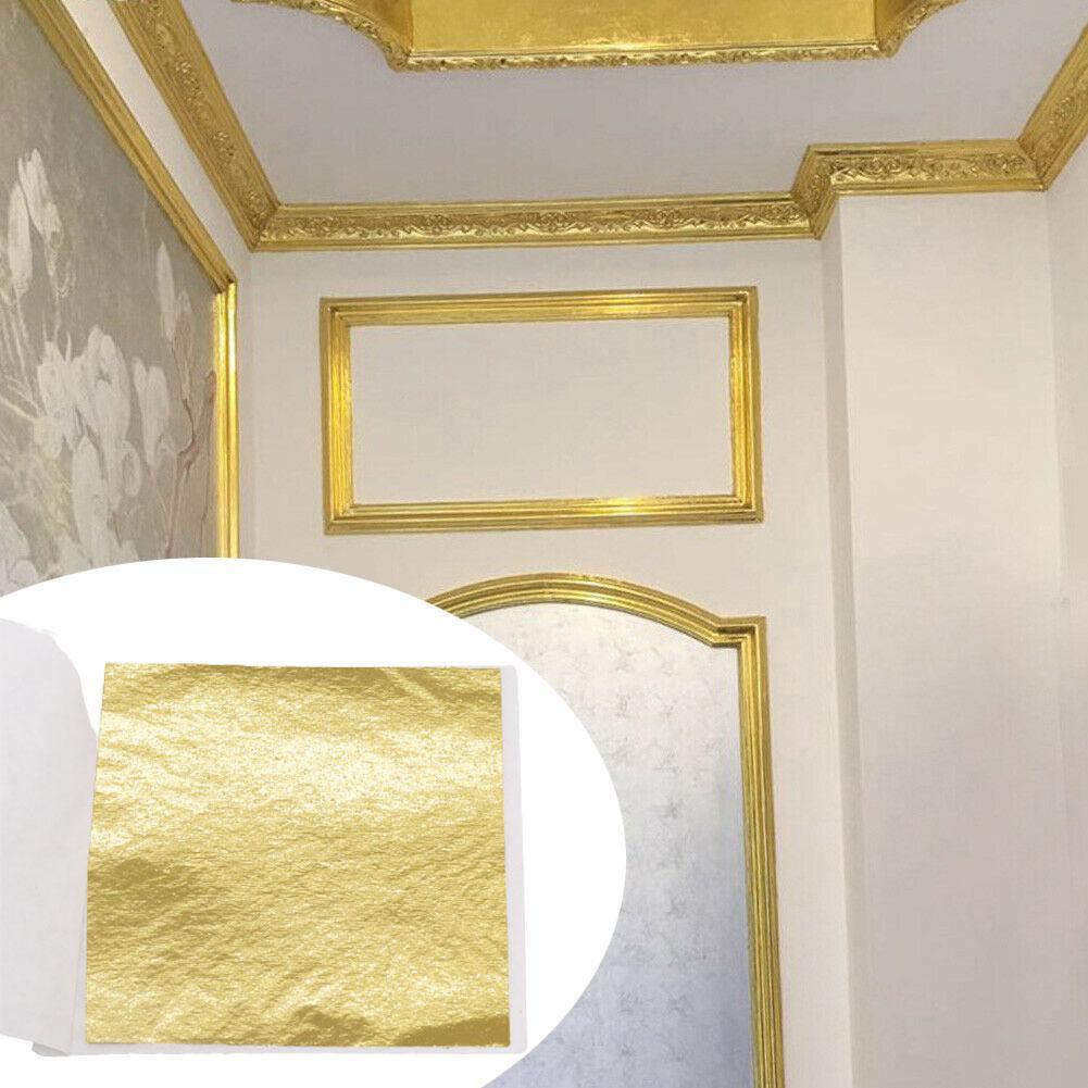 thumbnail image 2 of SGACAI 100 hojas de papel de aluminio dorado doble para manualidades comestibles para pasteles y alimentos, 2 of 7