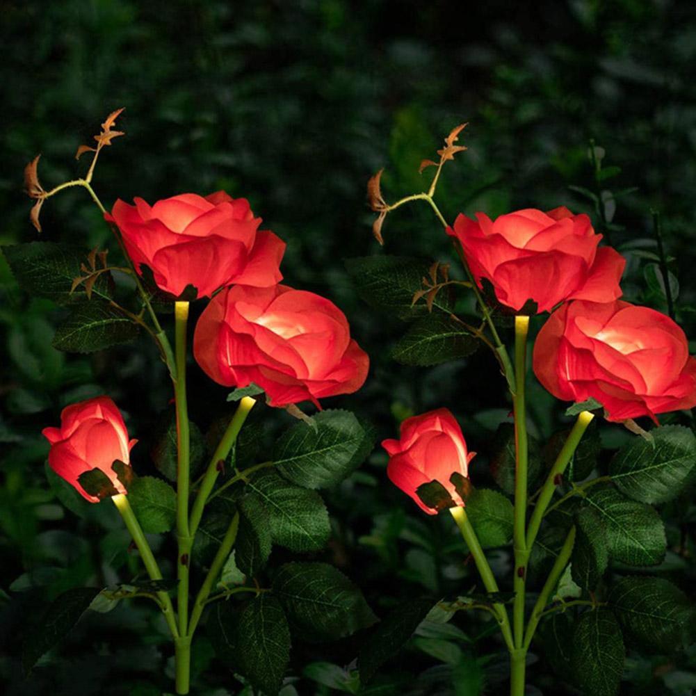 Solar para a Estaca ao ar Luz de Energia Flor Solar Rosa Lâmpada Led Livre Festa Lírio Jardim Pátio Decoração Luz 3 Lâmpadas solares