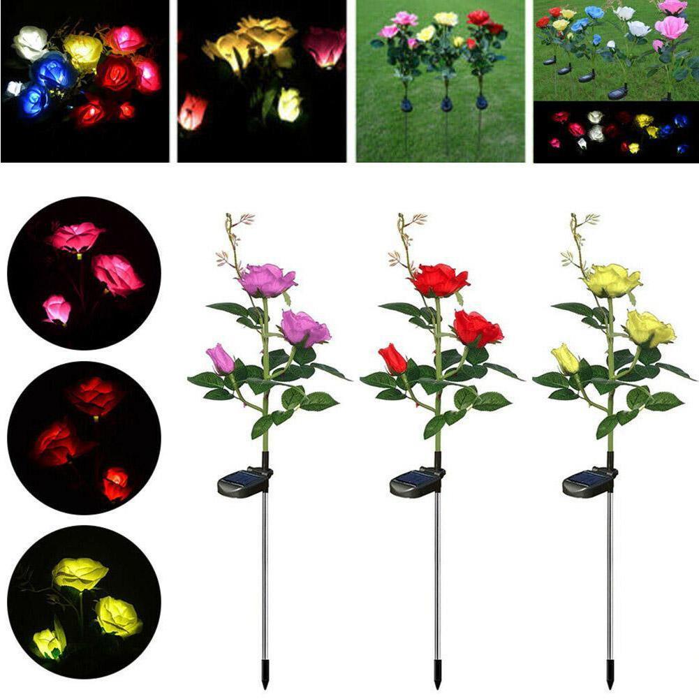 Solar para a Estaca ao ar Luz de Energia Flor Solar Rosa Lâmpada Led Livre Festa Lírio Jardim Pátio Decoração Luz 6 Luzes e Iluminação