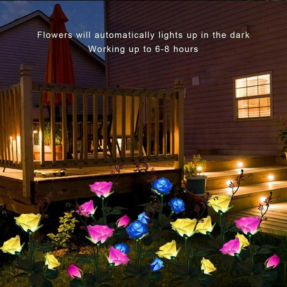 Solar para a Estaca ao ar Luz de Energia Flor Solar Rosa Lâmpada Led Livre Festa Lírio Jardim Pátio Decoração Luz 9 Cheap Lâmpadas solares