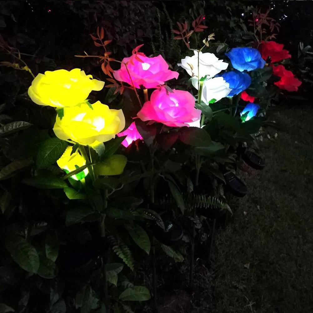 Solar para a Estaca ao ar Luz de Energia Flor Solar Rosa Lâmpada Led Livre Festa Lírio Jardim Pátio Decoração Luz 12 High Quality Luzes e Iluminação