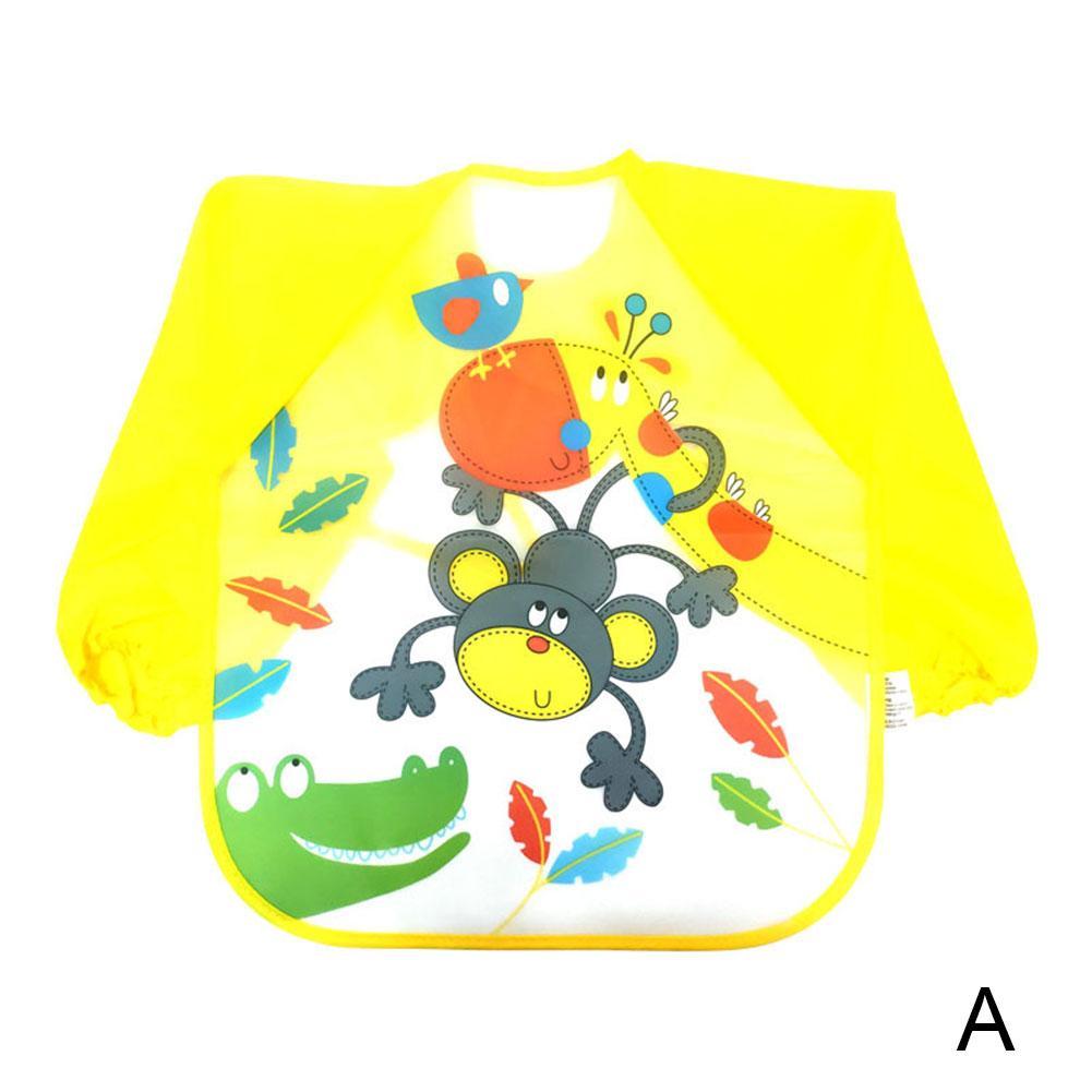 2021 Waterproof Baby Eating Apron Painting Clothing Back-dressing Clothing Children's Bib Baby Cover