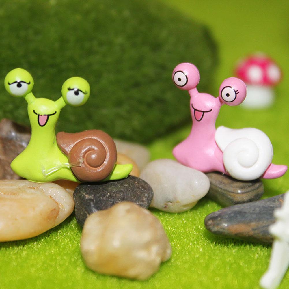 2pcs Fairy Garden Mini Snails Micro Potted Landscape Ornaments Figurine Decor 