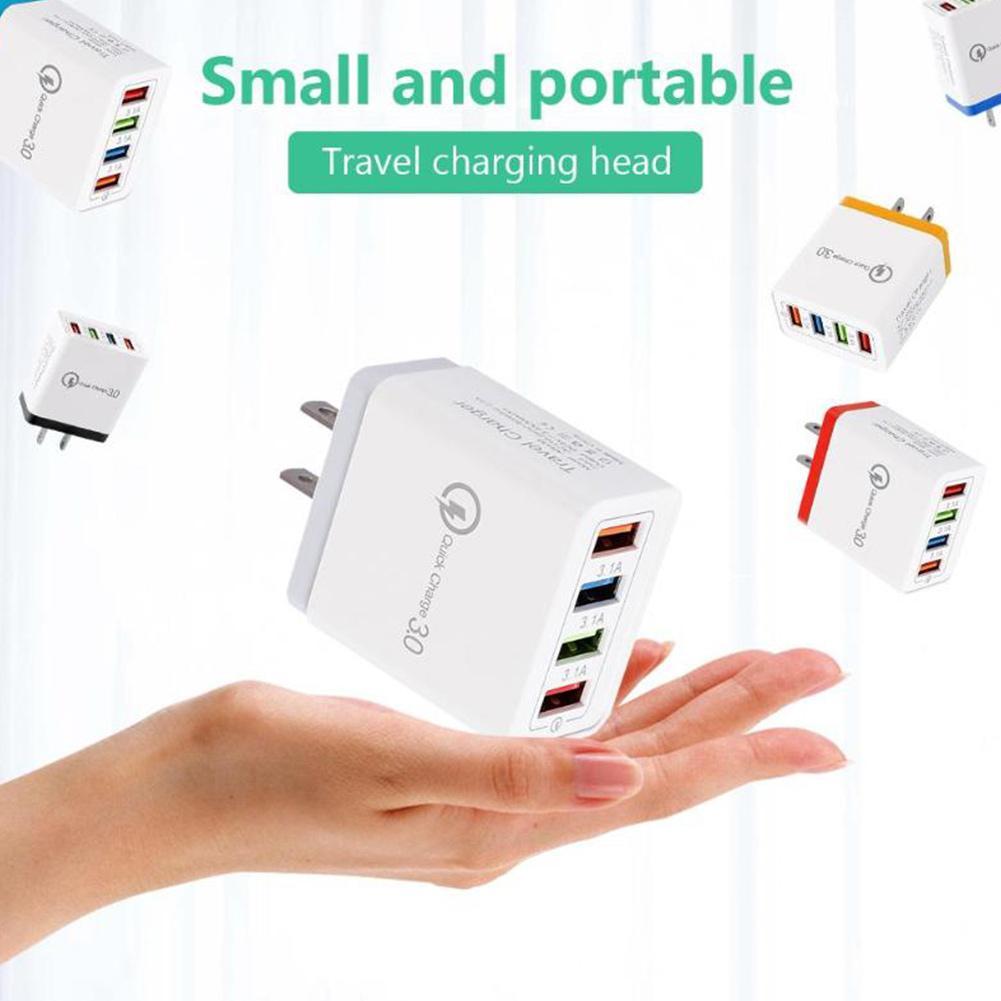 thumbnail image 4 of Wartleves Cargador de pared multipuerto de carga rápida 3.0 con 4 puertos USB y adaptador Hub US Power, 4 of 7