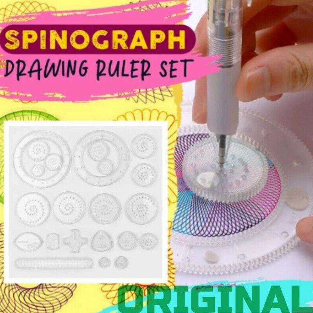 22 Pcs Spirograph Geometric Ruler Drafting Tools Stationery Drawing Toys Set 