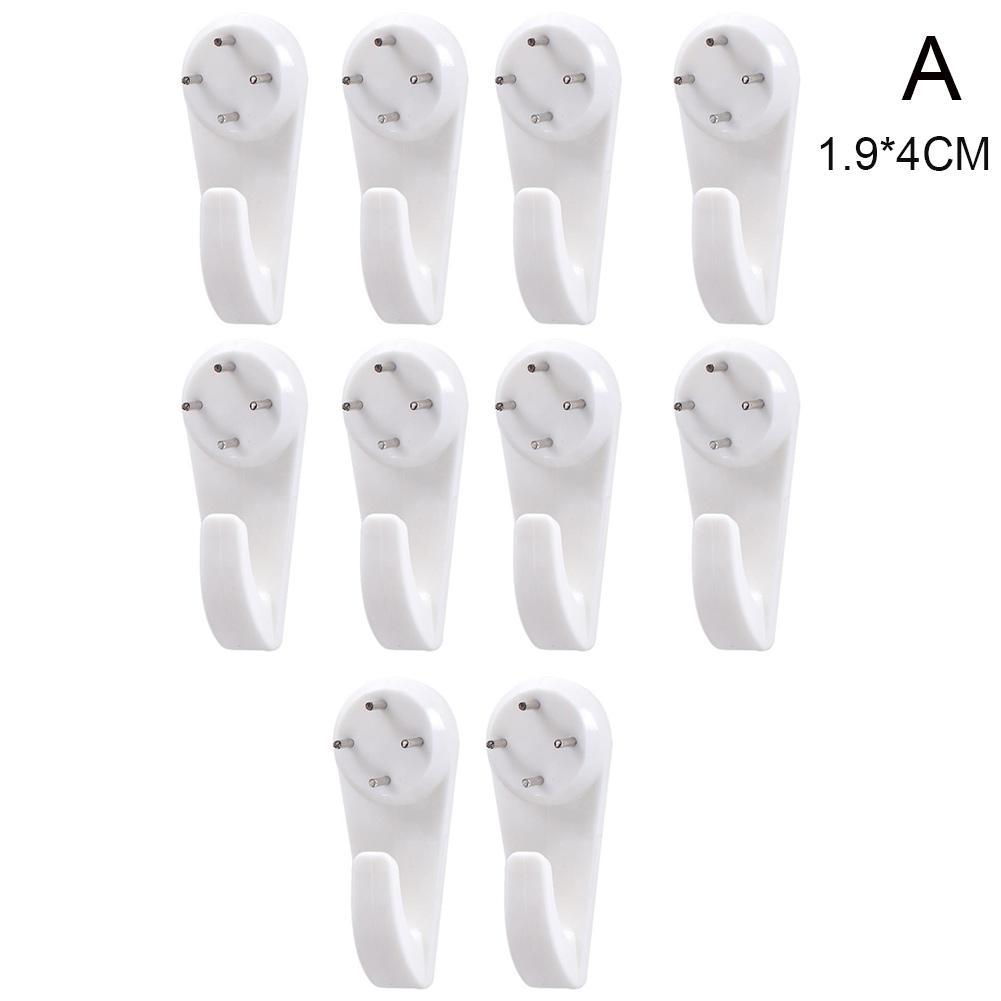 10PCS  White Nylon Non-Trace Hardwall Drywall Picture Hanger Hook BS 