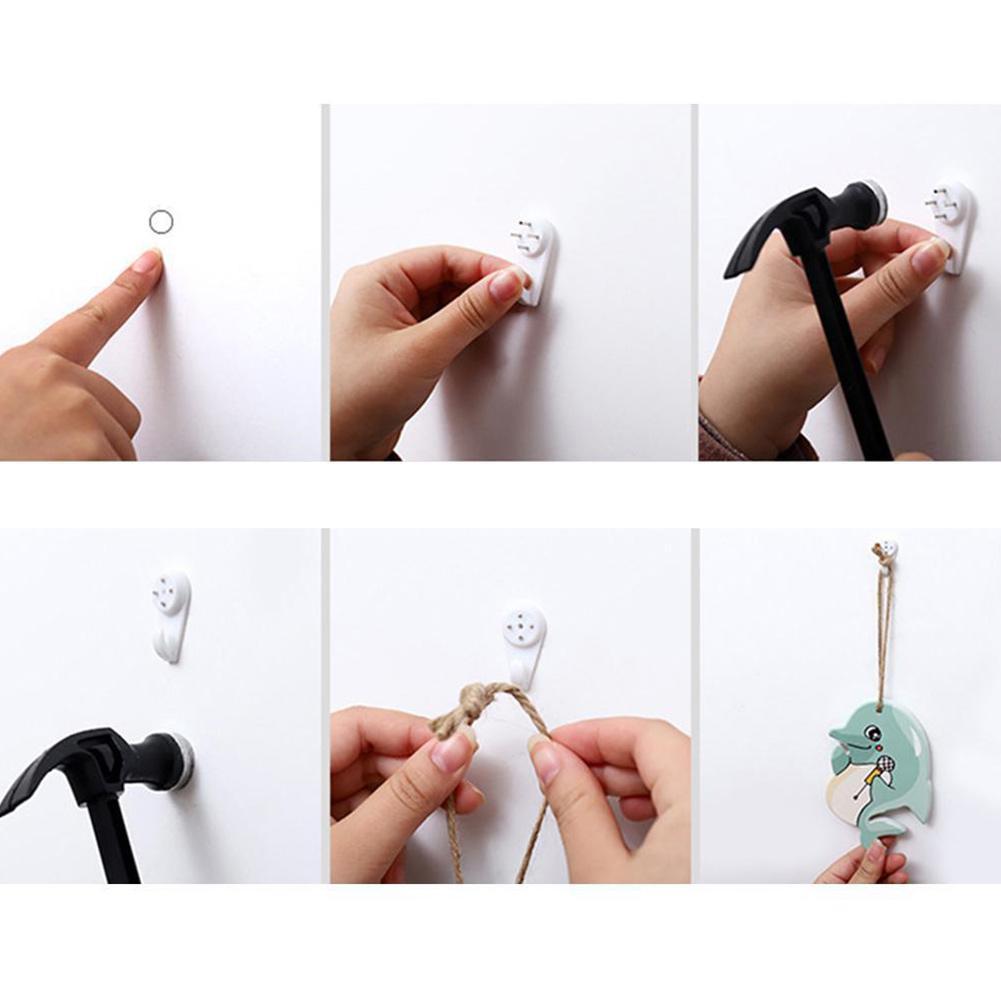 10pcs White Painting Photo Invisibl Nail Plastic Hanging Hanger Home Decor Wall Hooks Mount Picture Frame Seamless Nails Hook