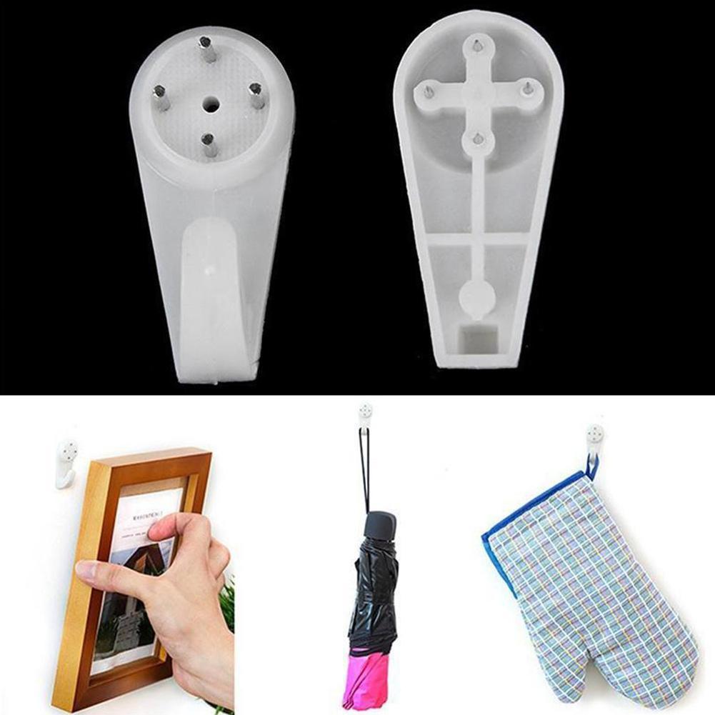 10pcs White Painting Photo Invisibl Nail Plastic Hanging Hanger Home Decor Wall Hooks Mount Picture Frame Seamless Nails Hook