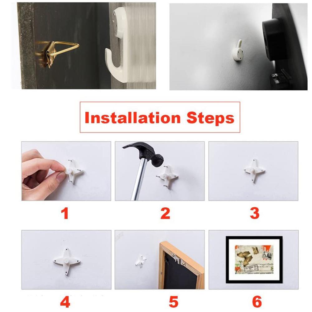 10pcs White Painting Photo Invisibl Nail Plastic Hanging Hanger Home Decor Wall Hooks Mount Picture Frame Seamless Nails Hook