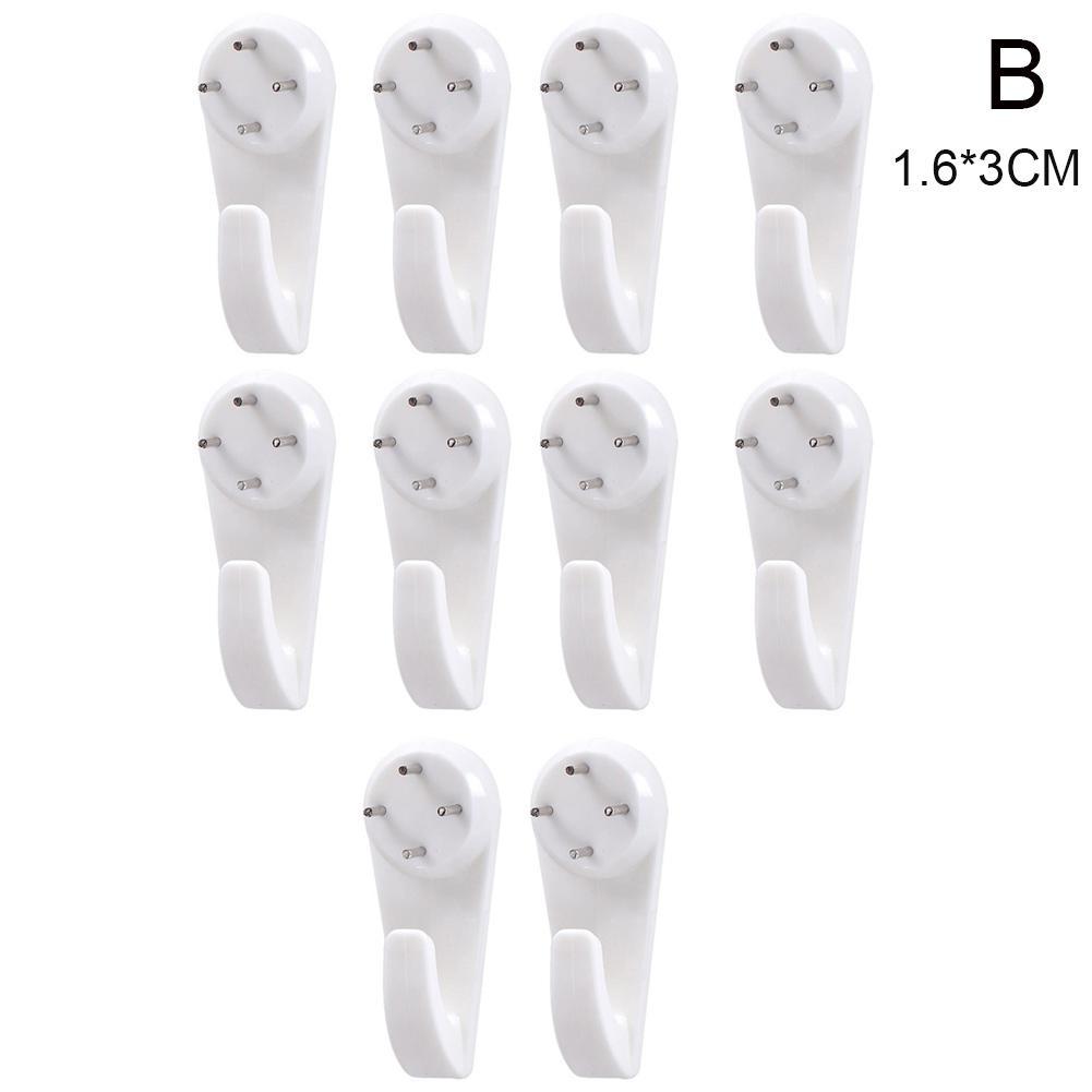 10pcs White Painting Photo Invisibl Nail Plastic Hanging Hanger Home Decor Wall Hooks Mount Picture Frame Seamless Nails Hook