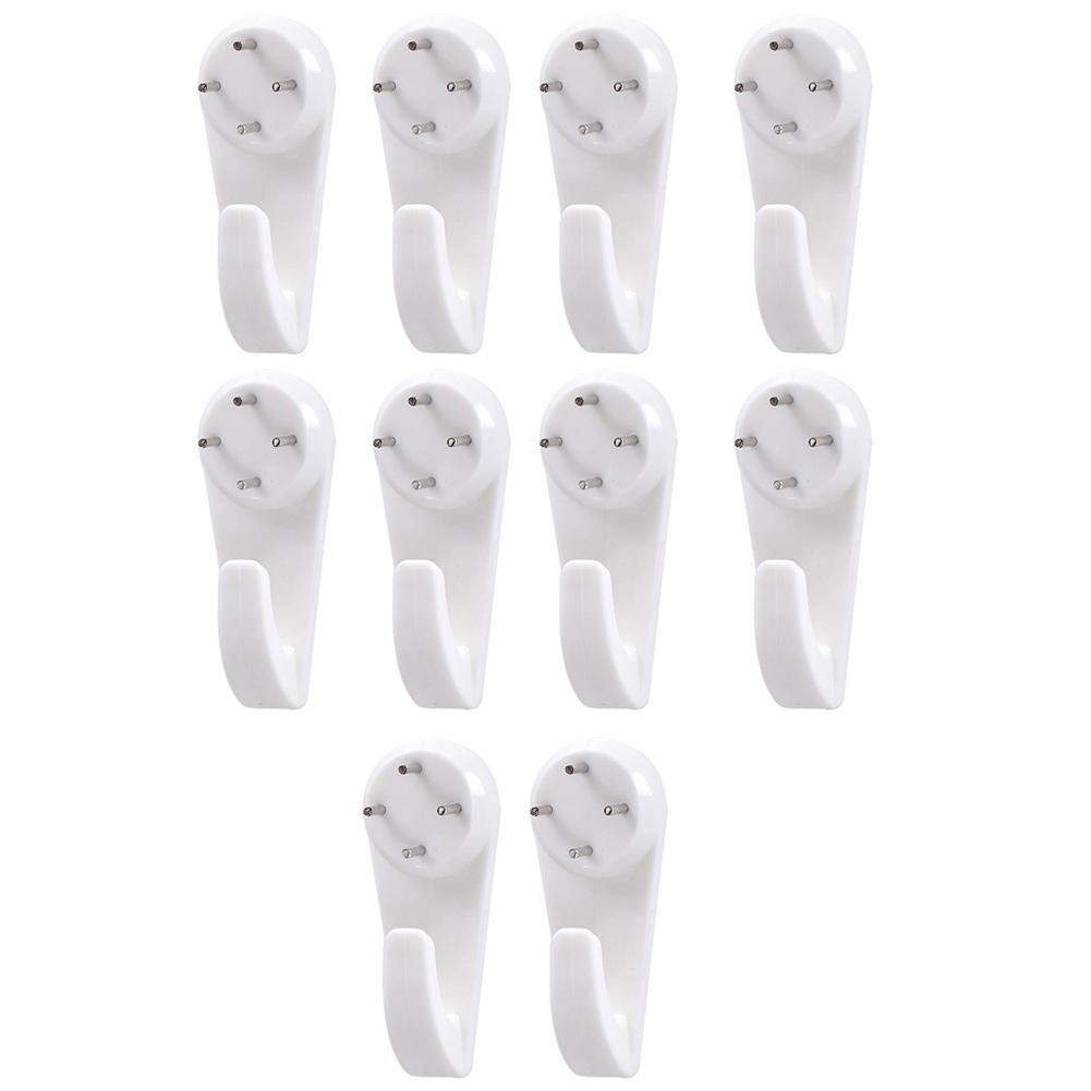 10pcs White Painting Photo Invisibl Nail Plastic Hanging Hanger Home Decor Wall Hooks Mount Picture Frame Seamless Nails Hook