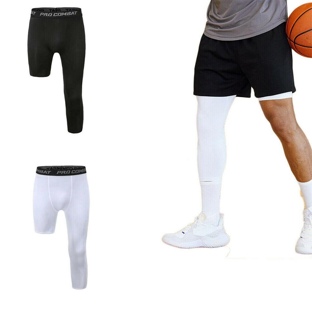 thumbnail image 4 of SGACAI Pantalones de compresión 3/4 para hombre, mallas de una pierna, capa base de baloncesto y atletismo, 4 of 7