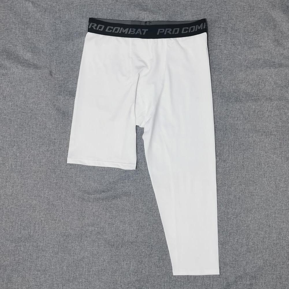 thumbnail image 3 of SGACAI Pantalones de compresión 3/4 para hombre, mallas de una pierna, capa base de baloncesto y atletismo, 3 of 7