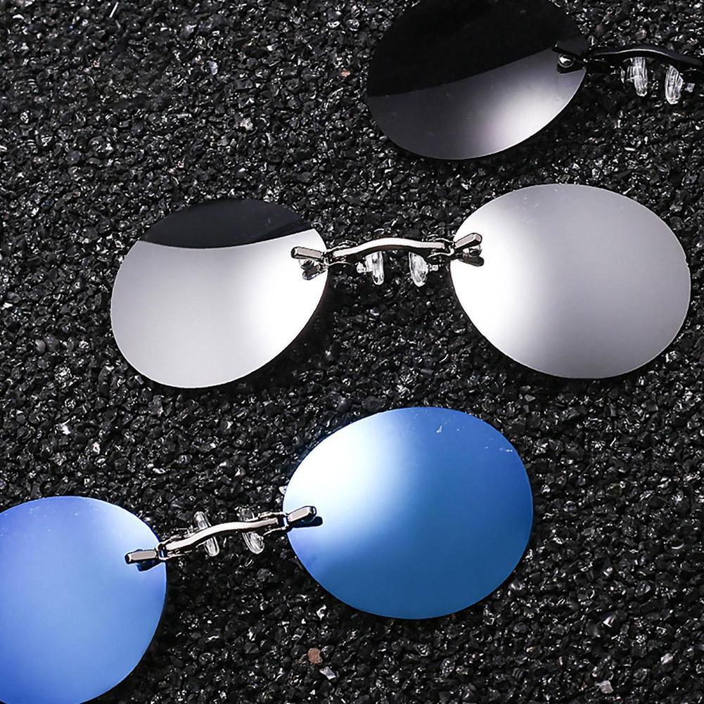 thumbnail image 2 of SGACAI Gafas de sol retro redondas con clip en la nariz, sin montura, para hombre, regalo para novio, 2 of 7