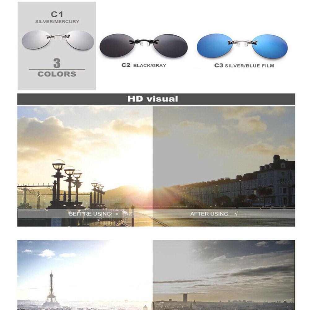 thumbnail image 4 of SGACAI Gafas de sol retro redondas con clip en la nariz, sin montura, para hombre, regalo para novio, 4 of 7