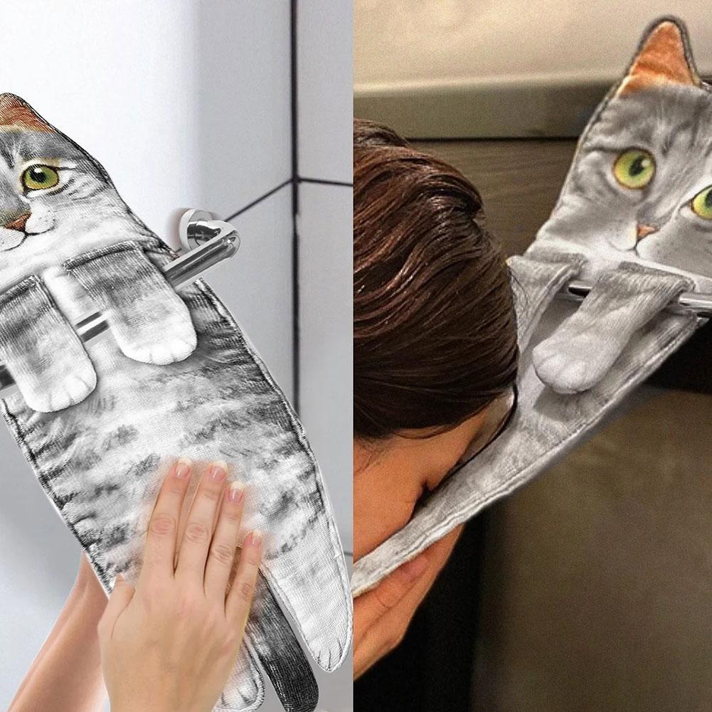 thumbnail image 5 of Wartleves Toalla de microfibra de estilo japonés con forma de gato, toalla suave con diseño de animal lindo para el hogar `я б|, 5 of 7