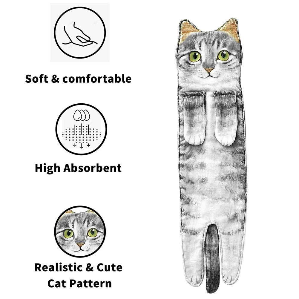 thumbnail image 3 of Wartleves Toalla de microfibra de estilo japonés con forma de gato, toalla suave con diseño de animal lindo para el hogar `я б|, 3 of 7