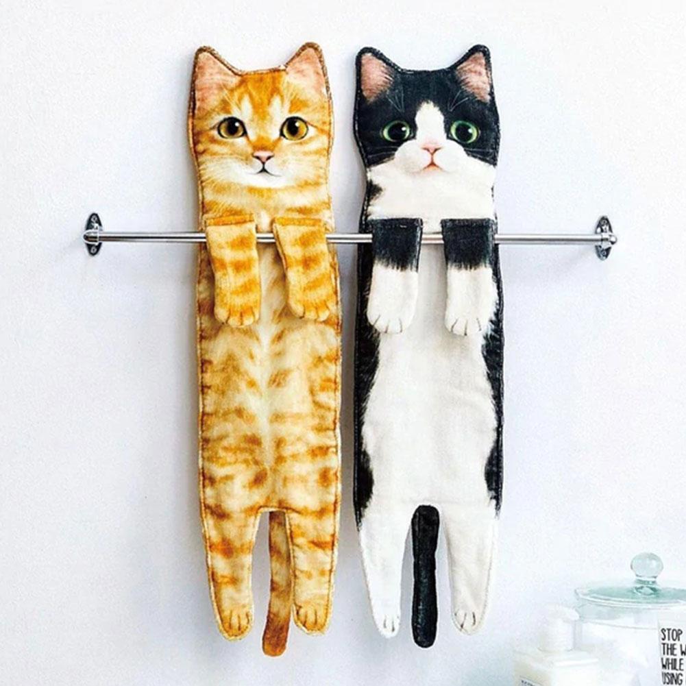 thumbnail image 2 of Wartleves Toalla de microfibra de estilo japonés con forma de gato, toalla suave con diseño de animal lindo para el hogar `я б|, 2 of 7