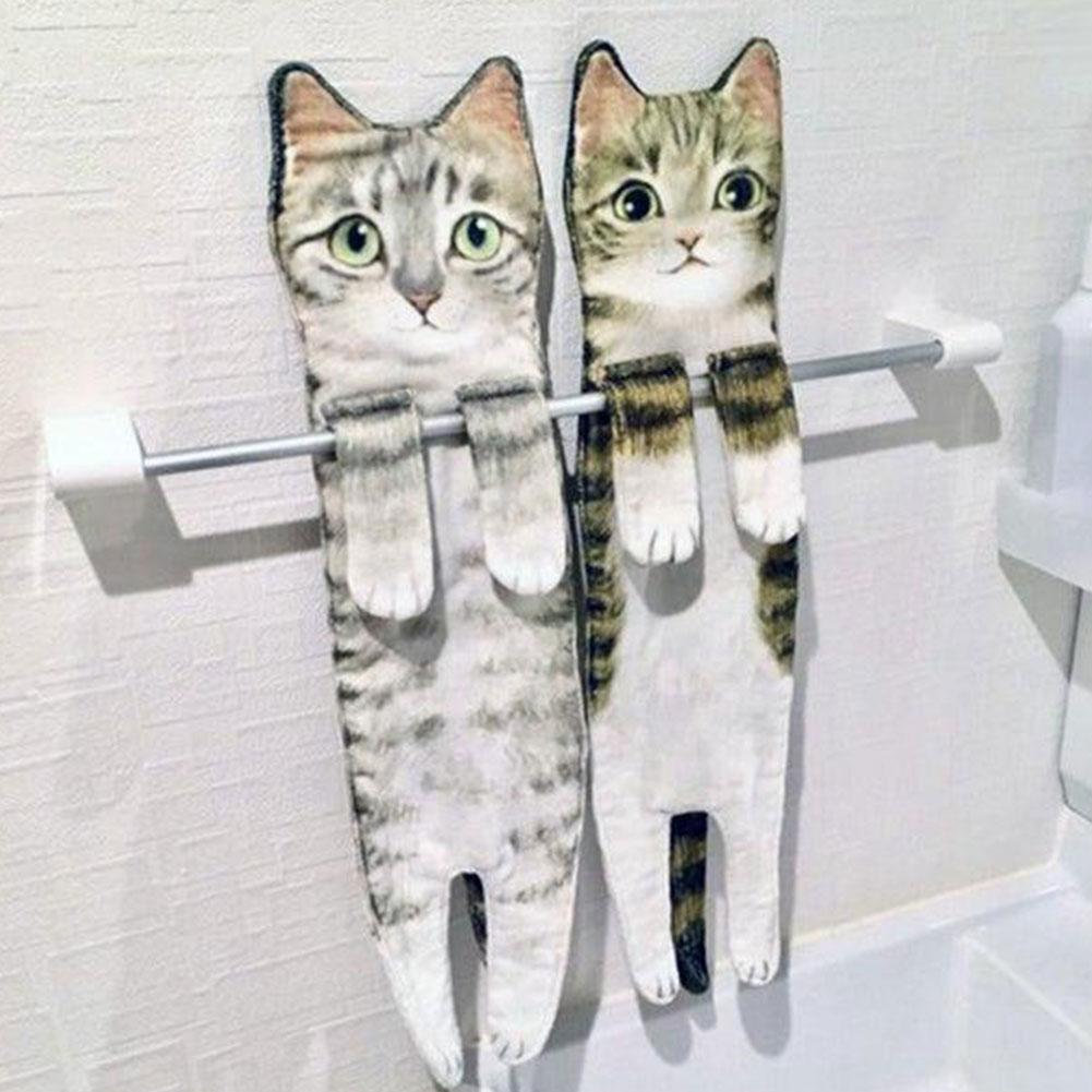 thumbnail image 4 of Wartleves Toalla de microfibra de estilo japonés con forma de gato, toalla suave con diseño de animal lindo para el hogar `я б|, 4 of 7