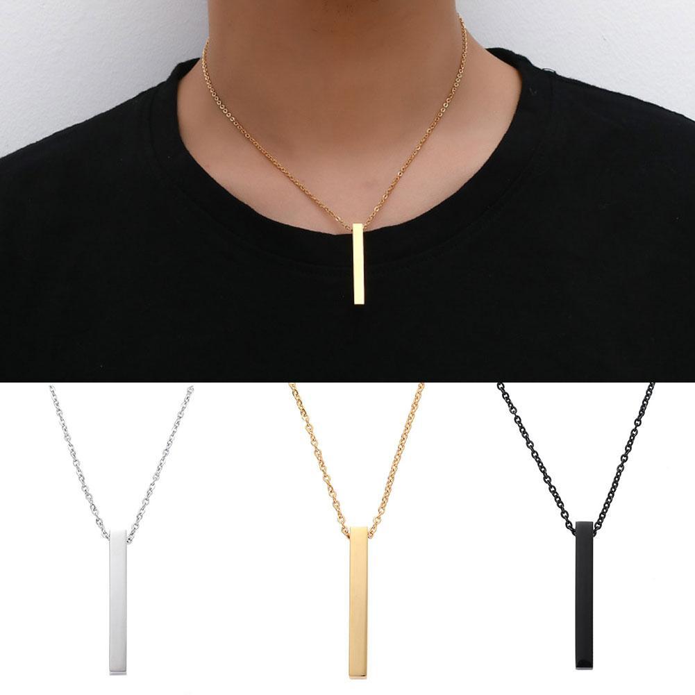 thumbnail image 4 of Wartleves Collar de cadena larga de acero inoxidable a la moda para hombres y mujeres, joyería con forma de cubo, 4 of 7