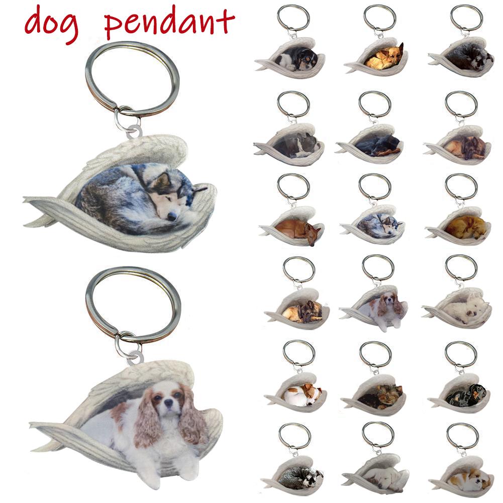 thumbnail image 5 of SGACAI Colgante de ángel con forma de perro durmiendo, papelería, colgante, llave para amantes de los perros, rápido, 5 of 7